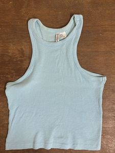Baby Blue Ribbed Crop Tank Top