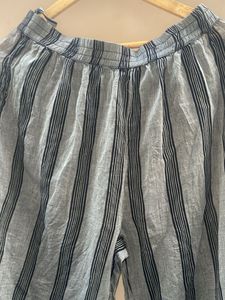 Blue Striped Wide Leg Pants