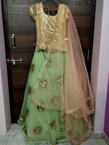 Golden Sequin Lehenga Set