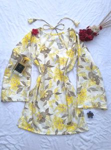 Floral Dori neck corset back kurti 💛
