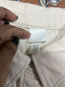 Cream Long Sleeve Button-Up Shirt L size