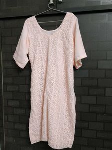 Embroidered light peach Kurta set