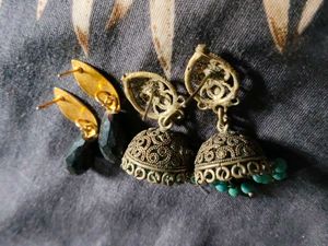COMBO Bohemian Jhumka Earrings with Black Beads