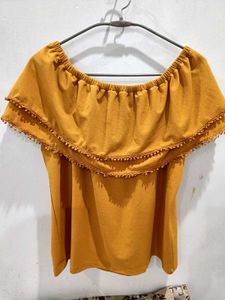 Mustard off shoulder top for women