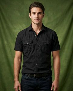 Men's Black Short Sleeve Casual Shirt