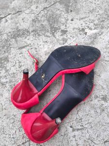 Vibrant Red Heeled Sandals
