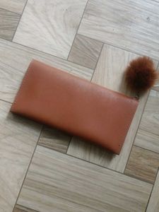 Cute Brown Wallet with Pom Po
