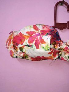 Floral Strapless Bikini Top