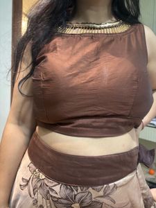 Elegant Brown Floral Lehenga Choli