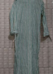 2 Kurtis Combo | Pink Printed + Blue Striped