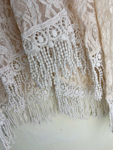 Elegant Cream Lace Kaftan Gown