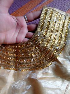 Elegant Gold + cream colour Embroidered Blouse
