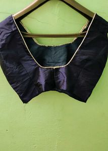 Classic Navy Blue Solid Silk Blouse – Perfect for