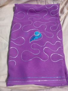 used Beautiful Purple Sequined Saree.without blous