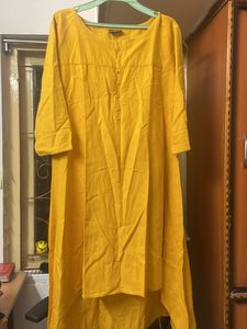 Mustard Color High Low Kurta
