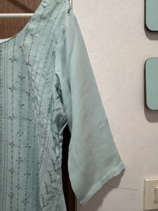 Elegant Light Blue Embroidered Kurta