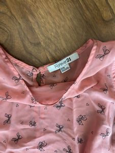 Cute Pink Bow Print Sleeveless Top