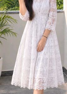 Premium White Net Kurti Set ✨