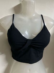 Chic Black Twist Front Crop Top
