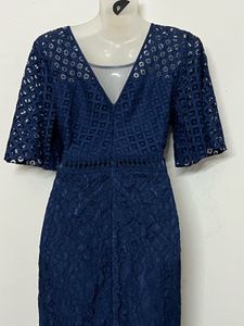 Pintresty Elegant Navy Lace maxi Dress