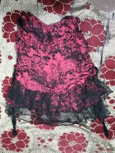 maroon  &amp; Black Ruffle Top