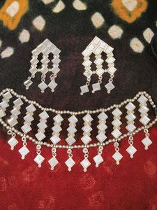 Mirror Work Choker Necklace &amp; Earrings Set