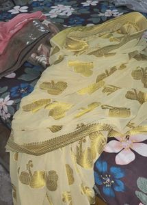 Elegant Yellow Saree with Intricate Motifs