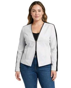 Chic White & Black Moto Jacket