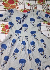 Blue Floral Print Kurta