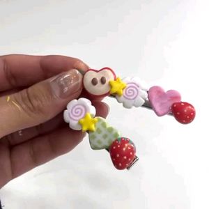 Cute Strawberry &amp; Heart Hair Clips