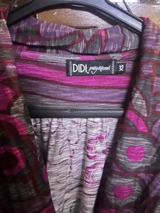 Stylish Purple &amp; Pink Abstract Print Tunic Top