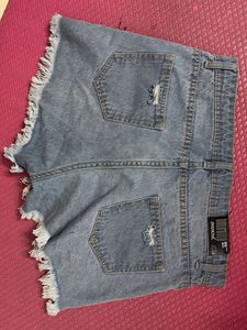 Blue Distressed Denim Shorts