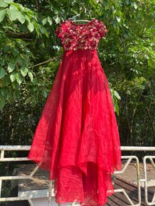 Elegant Red Embroidered Ethnic Gown