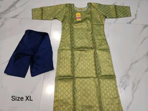 Green Brocade Kurta with Pants