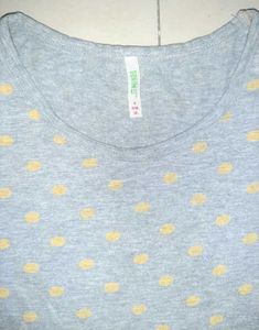 DENIM CO. Grey &amp; Golden Polka-Dot Top