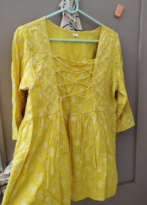 Yellow Embroidered Kurta