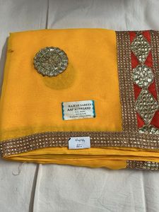 Vibrant Yellow Embellished Saree