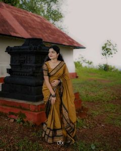 Elegant Mustard &amp; Black Saree