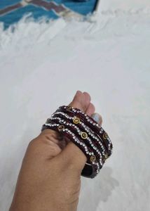 Set of 8 Red and Maroon Bangles with Embellishment