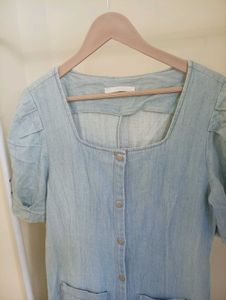 Light Wash Denim Maxi Dress