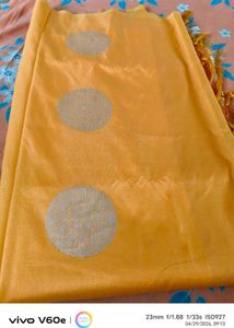 Beutiful elegant silk yellow saree
