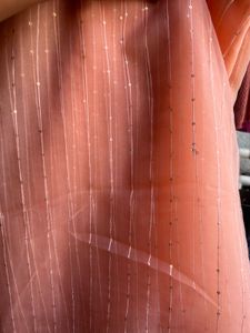 Designer Peach  Sequin Saree without Blouse