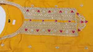 Yellow Kurta with Embroidered Sleeves