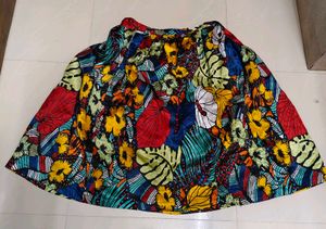 Vibrant Floral Print Boho Midi Skirt