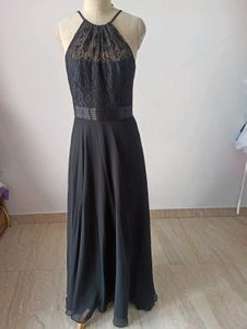 Elegant Black Lace Halter Dress