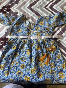 Blue Floral Kurta with sharara set