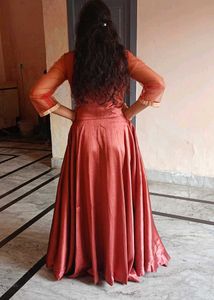 Very Beautiful Embroidery Silk Satin Gown