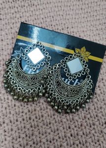 Beautiful Oxidised Earrings With Mirror Work