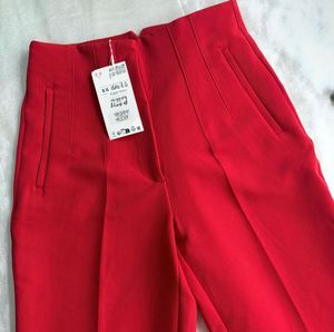 Zara Red High-Waisted Trousers XS