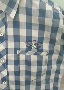 Men's Blue &amp; White Checked Shirt